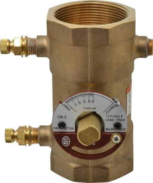 Bell & Gossett - 2" Pipe, Threaded End Connections, Inline Calibrated Balance Valve - 5-1/8" Long, 4-1/8" High, 300 Max psi, Brass Body - Benchmark Tooling