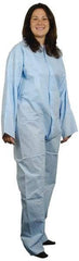 PRO-SAFE - Size L Polypropylene General Purpose Coveralls - Blue, Zipper Closure, Elastic Cuffs, Elastic Ankles, Serged Seams, ISO Class 7 - Benchmark Tooling