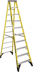 Werner - 9 Steps, 10' High, Type IAA Rating, Fiberglass Step Ladder - 375 Lb Capacity, 32" Base Width - Benchmark Tooling