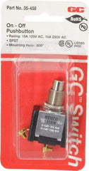 GC/Waldom - 1/2 Inch Mount Hole, Pushbutton Switch Only - Round, Chrome Pushbutton, Nonilluminated, Maintained (MA), On-Off - Benchmark Tooling