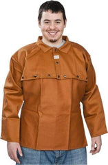 Stanco Safety Products - Size XL, 46-48" Chest, 20" Long, Flame Resistant, Cape Sleeves & Bib - Cotton, 12 oz, Russet - Benchmark Tooling