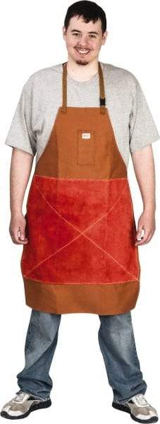 Stanco Safety Products - 24 x 36" Flame Resistant/Retardant & Welding Bib Apron - Cotton, 12 oz Material, Brown, 1 Pocket - Benchmark Tooling