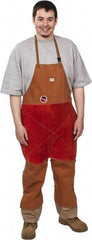 Stanco Safety Products - 24 x 48" Flame Resistant/Retardant & Welding Split Leg Apron - Cotton, 12 oz Material, Brown, 1 Pocket - Benchmark Tooling