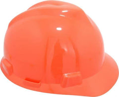 MSA - ANSI Type I, Class E Rated, 4-Point, Ratchet Adjustment Hard Hat - Size 6-1/2 to 8, Orange, Standard Brim - Benchmark Tooling