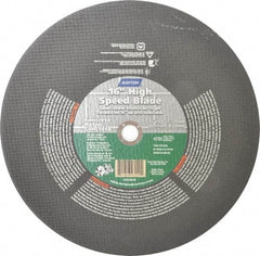 Norton - 16" 24 Grit Silicon Carbide Cutoff Wheel - 1/8" Thick, 1" Arbor, 4,800 Max RPM, Use with Electric & Gas Powered Saws - Benchmark Tooling