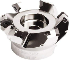 Seco - 6.93" Cut Diam, 2" Arbor Hole, 0.295" Max Depth of Cut, 45° Indexable Chamfer & Angle Face Mill - 10 Inserts, SE.. 1505 Insert, Right Hand Cut, 10 Flutes, Series QuattroMill - Benchmark Tooling
