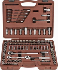 Paramount - 107 Piece 1/4, 3/8 & 1/2" Drive Standard Deep Socket Set - 6, 8 & 12 Points, 5/32 to 1/2", 4 to 13mm, Inch/Metric Measurement Standard - Benchmark Tooling