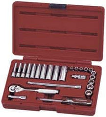 Paramount - 25 Piece 1/4" Drive Deep Well Socket Set - 12 Points, 3/16" to 9/16" Range, Inch Measurement Standard - Benchmark Tooling