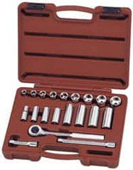 Paramount - 20 Piece 3/8" Drive Deep Well Socket Set - 6 Points, 3/8" to 7/8" Range, Inch Measurement Standard - Benchmark Tooling