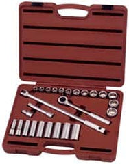 Paramount - 26 Piece 1/2" Drive Deep Well Socket Set - 6, 12 Points, 7/16" to 1" Range, Inch Measurement Standard - Benchmark Tooling