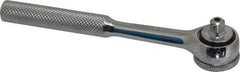 Paramount - 1/4" Drive Round Head Quick-Release Ratchet - Chrome Finish, 5-3/4" OAL, 45 Gear Teeth, Full Polished Knurled Handle, Reversible with Knurled Speed Ring Head - Benchmark Tooling