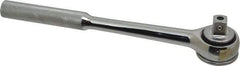 Paramount - 1/2" Drive Round Head Quick-Release Ratchet - Chrome Finish, 10-3/32" OAL, 45 Gear Teeth, Full Polished Knurled Handle, Reversible with Knurled Speed Ring Head - Benchmark Tooling