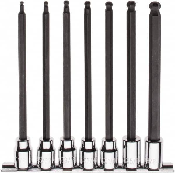 Paramount - 7 Piece 3/8" Drive Inch Ball Hex Bit Socket Set - 1/8 to 3/8" Hex - Benchmark Tooling