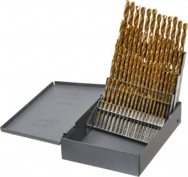 Hertel - 118° Point, TiN Finish, High Speed Steel Jobber Length Drill Bit Set - Benchmark Tooling
