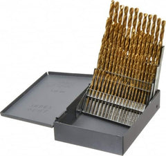 Hertel - 118° Point, TiN Finish, High Speed Steel Jobber Length Drill Bit Set - Benchmark Tooling