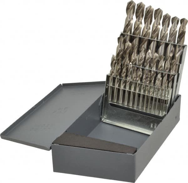 Hertel - 1/16 to 1/2", 118° Point, Bright Finish, High Speed Steel Screw Machine Length Drill Bit Set - Benchmark Tooling