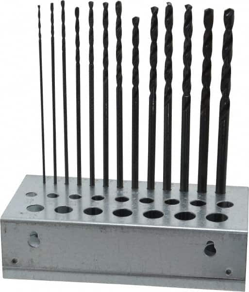 Hertel - 1/16 to 1/4", 135° Point, Black Oxide Finish, High Speed Steel Aircraft Extension Length Drill Bit Set - Exact Industrial Supply