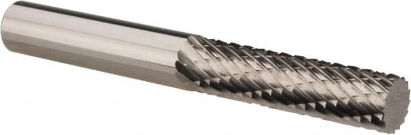 Atrax - 1/4" Cut Diam, 1/4" Shank Diam, Cylinder Head Double Cut Burr - Carbide, Flat End, 1" LOC, 2-1/4" OAL - Benchmark Tooling
