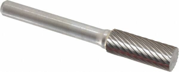 Atrax - 3/8" Cut Diam, 1/4" Shank Diam, Cylinder Head Single Cut Burr - Carbide, Flat End, 1" LOC, 2-1/4" OAL - Benchmark Tooling