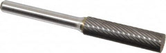 Atrax - 3/8" Cut Diam, 1/4" Shank Diam, Cylinder Head Single Cut Burr - Carbide, Flat End, 1-1/2" LOC, 1-1/2" OAL - Benchmark Tooling