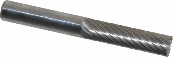 Atrax - 1/4" Cut Diam, 1/4" Shank Diam, Cylinder with End Cut Head Single Cut Burr - Carbide, End Cut End, 1" LOC, 2" OAL - Benchmark Tooling