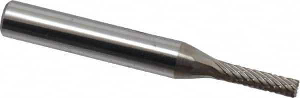 Atrax - 1/8" Cut Diam, 1/4" Shank Diam, Cylinder with End Cut Head Double Cut Burr - End Cut End, 5/8" LOC, 2" OAL - Benchmark Tooling
