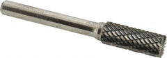 Atrax - 3/8" Cut Diam, 1/4" Shank Diam, Cylinder with End Cut Head Double Cut Burr - End Cut End, 1" LOC, 2-1/4" OAL - Benchmark Tooling
