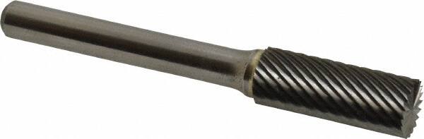 Atrax - 3/8" Cut Diam, 1/4" Shank Diam, Cylinder with End Cut Head Single Cut Burr - Carbide, End Cut End, 1" LOC, 2-1/4" OAL - Benchmark Tooling