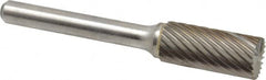 Atrax - 7/16" Cut Diam, 1/4" Shank Diam, Cylinder with End Cut Head Single Cut Burr - Carbide, End Cut End, 1" LOC, 2-3/4" OAL - Benchmark Tooling