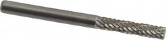 Atrax - 1/8" Cut Diam, 1/8" Shank Diam, Cylinder with End Cut Head Double Cut Burr - End Cut End, 9/16" LOC, 1-1/2" OAL - Benchmark Tooling