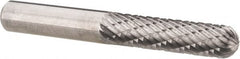 Atrax - 1/4" Cut Diam, 1/4" Shank Diam, Cylinder with Radius Head Double Cut Burr - Radius End, 1" LOC, 2" OAL - Benchmark Tooling