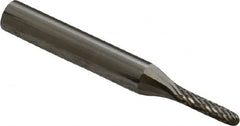 Atrax - 1/8" Cut Diam, 1/4" Shank Diam, Cylinder with Radius Head Double Cut Burr - Radius End, 3/32" LOC, 2" OAL - Benchmark Tooling