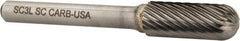 Atrax - 3/8" Cut Diam, 1/4" Shank Diam, Cylinder with Radius Head Single Cut Burr - Carbide, Radius End, 1" LOC, 2-1/4" OAL - Benchmark Tooling