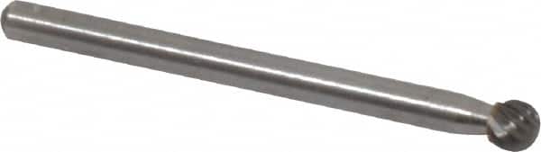 Atrax - 5/32" Cut Diam, 1/8" Shank Diam, Ball Head Single Cut Burr - Carbide, 5/32" LOC, 1-1/2" OAL - Benchmark Tooling