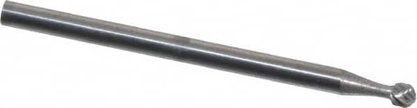 Atrax - 3/32" Cut Diam, 3/32" Shank Diam, Ball Head Single Cut Burr - Carbide, 3/32" LOC, 1-1/4" OAL - Benchmark Tooling