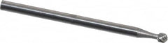 Atrax - 3/32" Cut Diam, 3/32" Shank Diam, Ball Head Single Cut Burr - Carbide, 3/32" LOC, 1-1/4" OAL - Benchmark Tooling