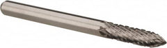 Atrax - 1/8" Cut Diam, 1/8" Shank Diam, Tree Head Double Cut Burr - Carbide, Point End, 1/2" LOC, 1-1/2" OAL - Benchmark Tooling