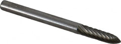 Atrax - 1/8" Cut Diam, 1/8" Shank Diam, Tree Head Single Cut Burr - Carbide, Point End, 1/2" LOC, 1-1/2" OAL - Benchmark Tooling