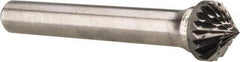 Atrax - 3/8" Cut Diam, 1/4" Shank Diam, Cone Head Double Cut Burr - 3/16" LOC, 2" OAL - Benchmark Tooling