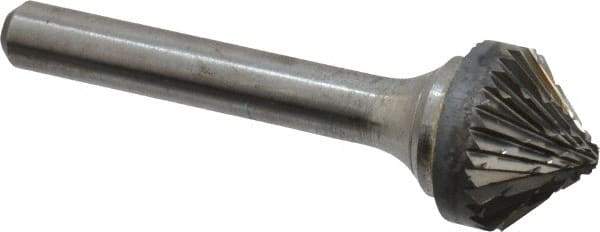 Atrax - 5/8" Cut Diam, 1/4" Shank Diam, Cone Head Double Cut Burr - 5/16" LOC, 2-1/4" OAL - Benchmark Tooling