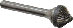 Atrax - 5/8" Cut Diam, 1/4" Shank Diam, Cone Head Double Cut Burr - 5/16" LOC, 2-1/4" OAL - Benchmark Tooling