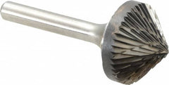 Atrax - 1" Cut Diam, 1/4" Shank Diam, Cone Head Double Cut Burr - 1/2" LOC, 2-1/4" OAL - Benchmark Tooling