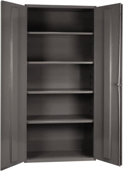 Durham - 4 Shelf Locking Storage Cabinet - Steel, 36" Wide x 24" Deep x 72" High, Gray - Benchmark Tooling