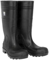 MCR Safety - Men's Size 12 Medium Width Plain Knee Boot - Black, PVC Upper, 16" High, Non-Slip, Waterproof - Benchmark Tooling