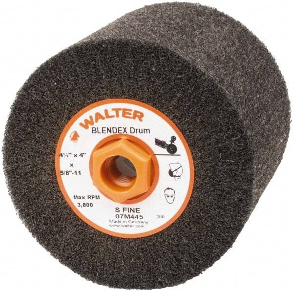 WALTER Surface Technologies - 4-1/2" Diam Aluminum Oxide Unmounted Flap Wheel - 5/8" Hole, 5/8-11 Thread, 4" Wide, Nonwoven, Very Fine Grade, 3,800 Max RPM - Benchmark Tooling