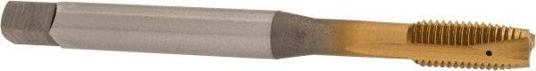 OSG - 5/16-24 UNF, 3 Flute, TiN Finish, Vanadium High Speed Steel Spiral Point Tap - Plug Chamfer, Right Hand Thread, 90mm OAL, 1-1/8" Thread Length, 0.318" Shank Diam, 2B Class of Fit - Exact Industrial Supply