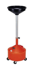 Made in USA - 8 Gal Oil Drain Container with Casters - Orange - Benchmark Tooling