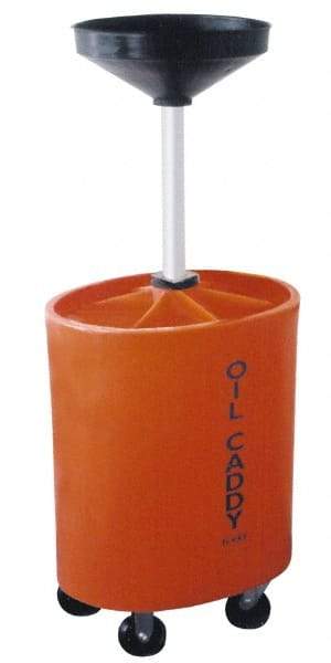 Made in USA - 30 Gal Oil Lift Drain Container with Casters - Orange, Drain Tub - Benchmark Tooling