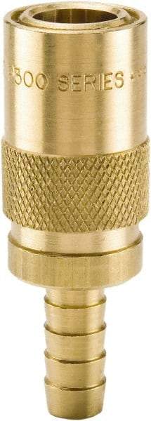 Parker - Nonthreaded Brass Hydraulic Hose Hose Barb Coupler & Straight Fitting - 200 psi, 3 GPM, 3/8" Hose Diam, Series Moldmate - Benchmark Tooling
