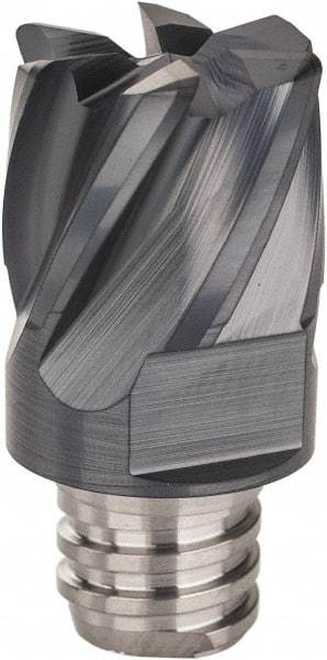 Iscar - MM EC Grade IC908 Carbide End Milling Tip Insert - TiAlN Finish, 6 Flutes, 12.7mm Cutting Diam, 9.5mm Depth of Cut, 16.5mm Extension, 0.0299" Cnr Rad, 30° Helix - Benchmark Tooling